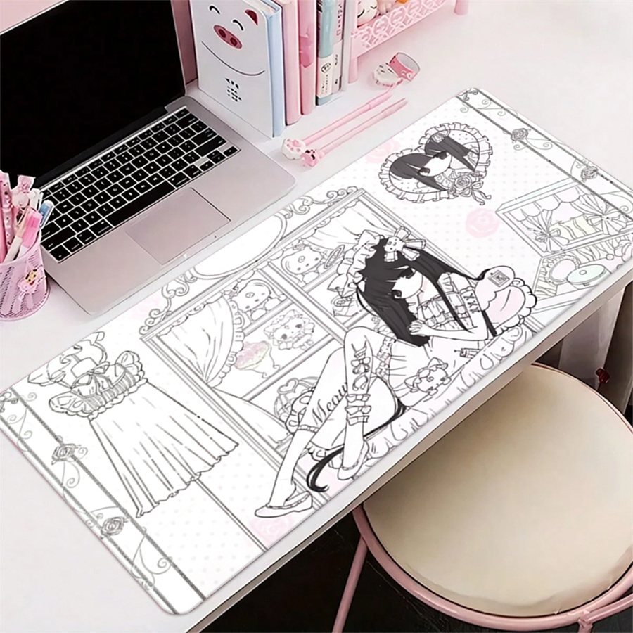 Leather Desk Pad - 애니메이션 미학 가죽 마우스 패드 핑크