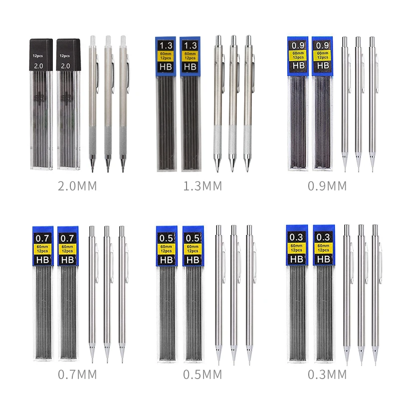 풀 메탈 샤프 펜슬 세트 0.3 0.5 0.7 0.9  - Mechanical Pencil 0.3 리뷰 및 가격